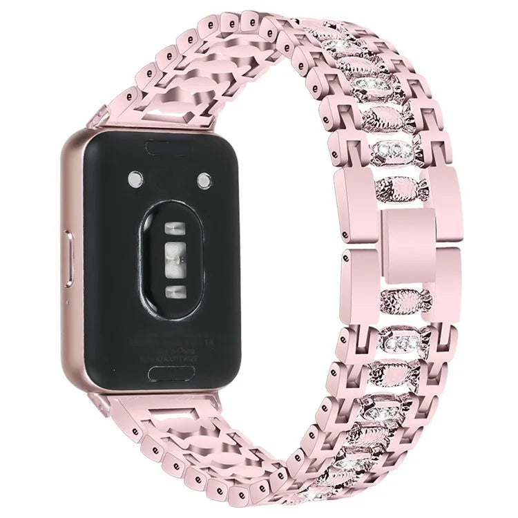 For Samsung Galaxy Fit3 SM-R390 Smart Watch Band Metal Wrist Strap with Rhinestone