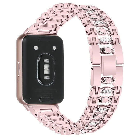 For Samsung Galaxy Fit3 SM-R390 Smart Watch Band Metal Wrist Strap with Rhinestone