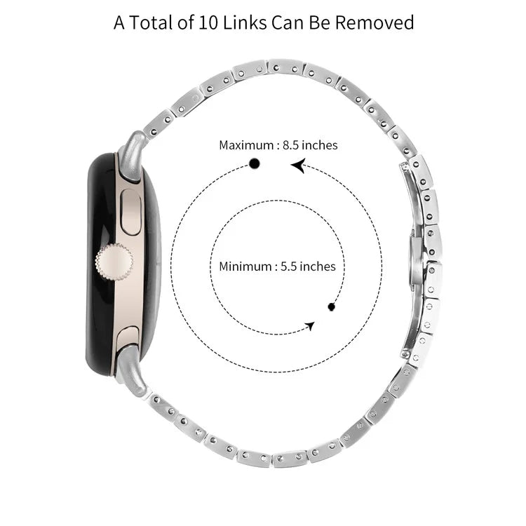 Silver Wrist Band for Google Pixel Watch / Watch 2 Stainless Steel Smartwatch Strap Bracelet