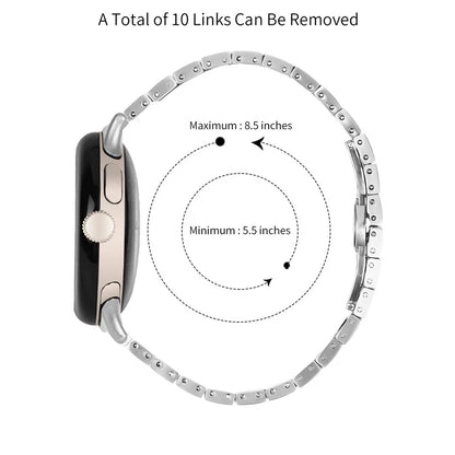 Silver Wrist Band for Google Pixel Watch / Watch 2 Stainless Steel Smartwatch Strap Bracelet