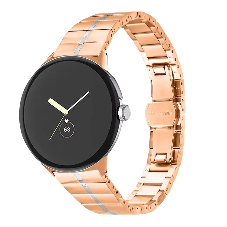 For Google Pixel Watch / Watch 2 Stainless Steel Watch Strap Replacement Wrist Band+Silver