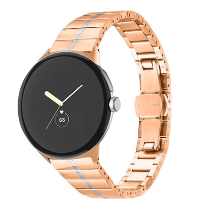 For Google Pixel Watch / Watch 2 Stainless Steel Watch Strap Replacement Wrist Band+Silver
