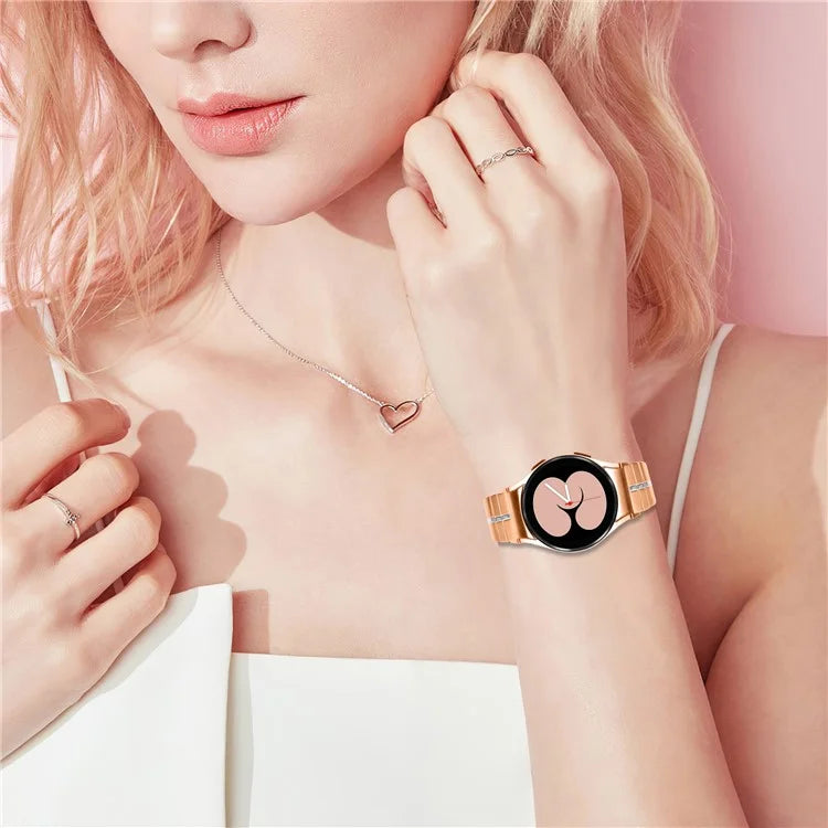 For Samsung Galaxy Watch FE 40mm / Watch4 40mm 44mm / Watch 5 40mm 44mm Stainless Steel Watch Strap Wrist Band+Silver
