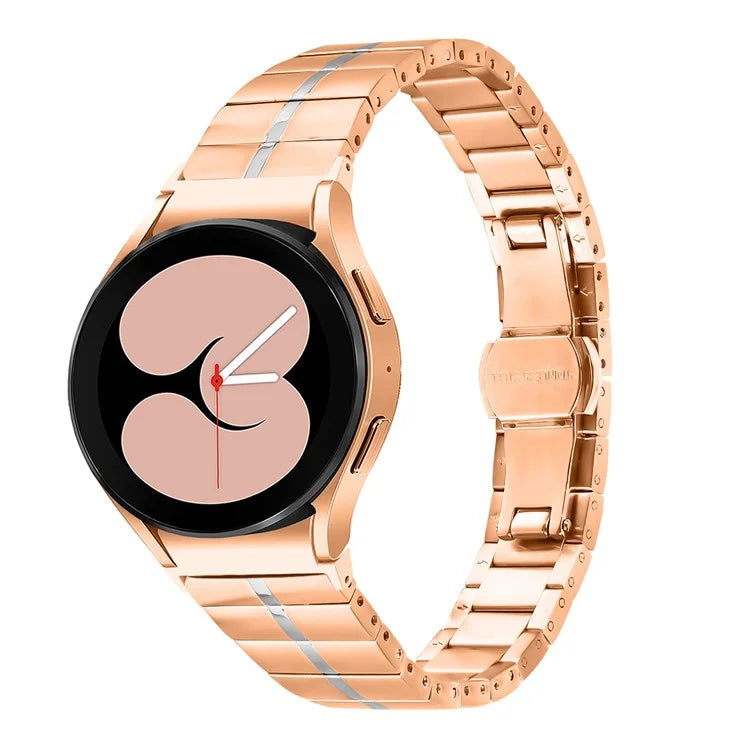 For Samsung Galaxy Watch6 40mm / 44mm / Watch6 Classic 43mm / 47mm Stainless Steel Strap Stylish Wrist Band+Silver