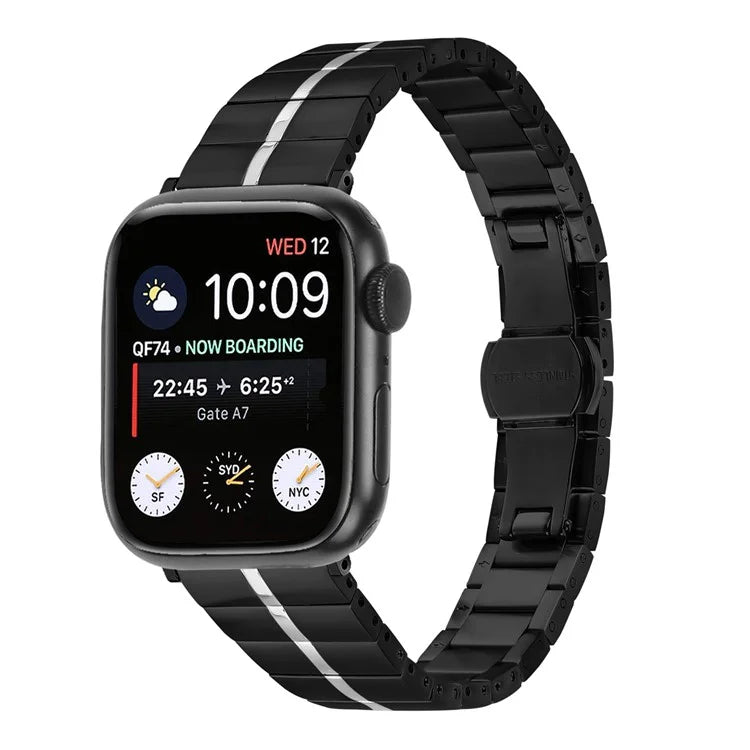 For Apple Watch Ultra 2 Ultra 49mm  /  Series 9 8 7 45mm  /  6 5 4 SE (2022) SE (2023) SE 44mm  /  3 2 1 42mm Stainless Steel Strap