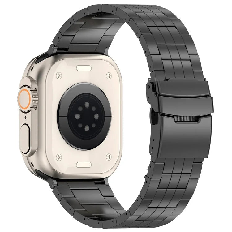 For Apple Watch Series 9 8 7 41mm / 6 5 4 SE (2022) SE (2023) SE 40mm / 3 2 1 38mm Watch Strap 5-Bead Titanium Alloy Bracelet -Black