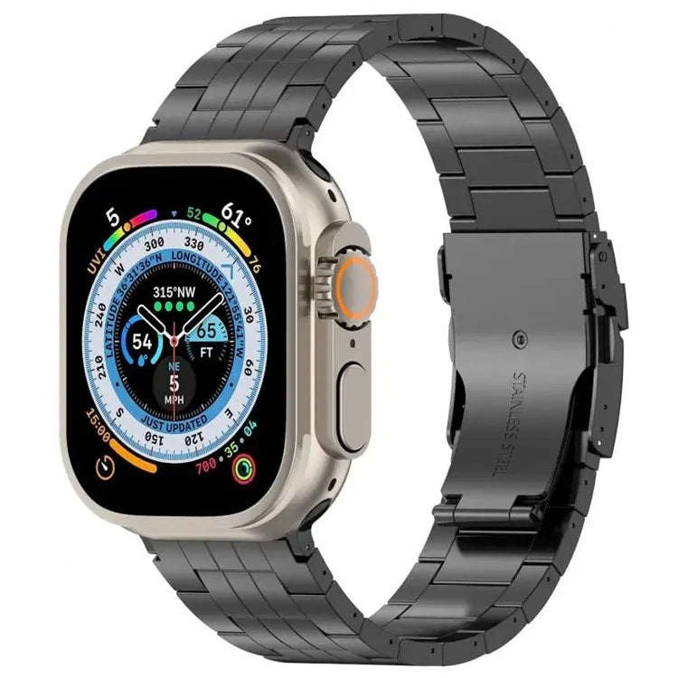 For Apple Watch Series 9 8 7 41mm / 6 5 4 SE (2022) SE (2023) SE 40mm / 3 2 1 38mm Watch Strap 5-Bead Titanium Alloy Bracelet -Black