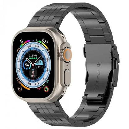 For Apple Watch Series 9 8 7 41mm / 6 5 4 SE (2022) SE (2023) SE 40mm / 3 2 1 38mm Watch Strap 5-Bead Titanium Alloy Bracelet -Black