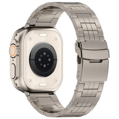 For Apple Watch Series 9 8 7 41mm / 6 5 4 SE (2022) SE (2023) SE 40mm / 3 2 1 38mm Watch Strap 5-Bead Titanium Alloy Bracelet -Titanium