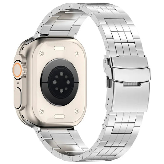 For Apple Watch Series 9 8 7 41mm / 6 5 4 SE (2022) SE (2023) SE 40mm / 3 2 1 38mm Watch Strap 5-Bead Titanium Alloy Bracelet -Silver