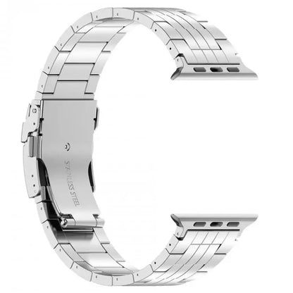 For Apple Watch Series 9 8 7 41mm / 6 5 4 SE (2022) SE (2023) SE 40mm / 3 2 1 38mm Watch Strap 5-Bead Titanium Alloy Bracelet -Silver