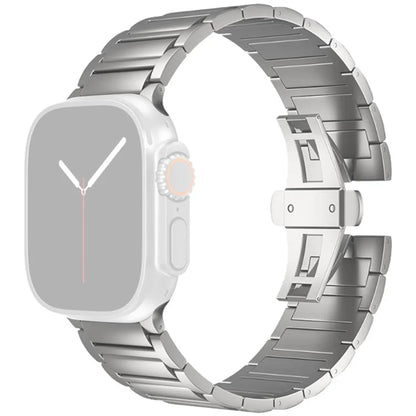 For Apple Watch Ultra 2 Ultra 49mm / Series 9 8 7 45mm / 6 5 4 SE (2022) SE (2023) SE 44mm / 3 2 1 42mm Metal Butterfly Buckle Watch Band
