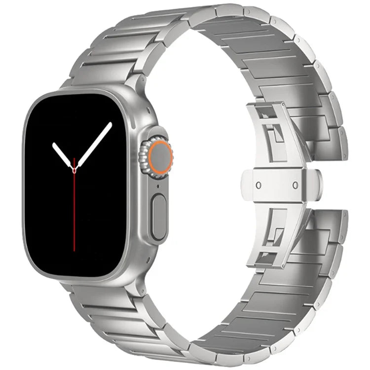 For Apple Watch Ultra 2 Ultra 49mm / Series 9 8 7 45mm / 6 5 4 SE (2022) SE (2023) SE 44mm / 3 2 1 42mm Metal Butterfly Buckle Watch Band