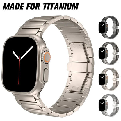 For Apple Watch Ultra 2 Ultra 49mm / Series 9 8 7 45mm / 6 5 4 SE (2022) SE (2023) SE 44mm / 3 2 1 42mm Metal Butterfly Buckle Watch Band