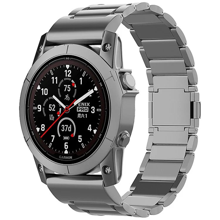 For Garmin Tactix 7 Pro / Fenix 7X / 6X Pro / 5X Plus Watch Band 26mm 3-Bead Titanium Alloy Straps with Magnetic Clasp