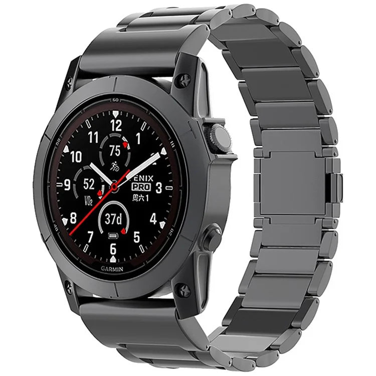 For Garmin Tactix 7 Pro / Fenix 7X / 6X Pro / 5X Plus Watch Band 26mm 3-Bead Titanium Alloy Straps with Magnetic Clasp