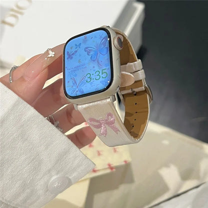 For Apple Watch Ultra 2 Ultra 49mm / 9 8 7 45mm / 6 5 4 SE (2023) SE (2022) SE 44mm / 3 2 1 42mm Watch Band Bowknot Decor