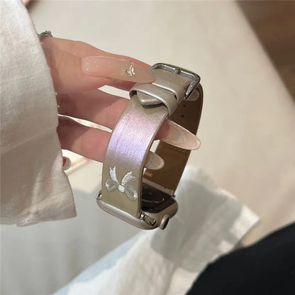 For Apple Watch Series 9 8 7 41mm / 6 5 4 SE (2022) SE (2023) SE 40mm / 3 2 1 38mm Watch Band Bowknot Leather Strap