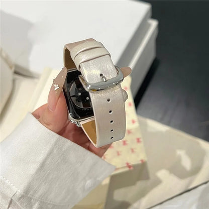 For Apple Watch Series 9 8 7 41mm / 6 5 4 SE (2022) SE (2023) SE 40mm / 3 2 1 38mm Watch Band Bowknot Leather Strap