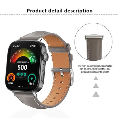 For Huawei Watch Fit 3 Genuine Cow Leather Band Slim Watch Strap
