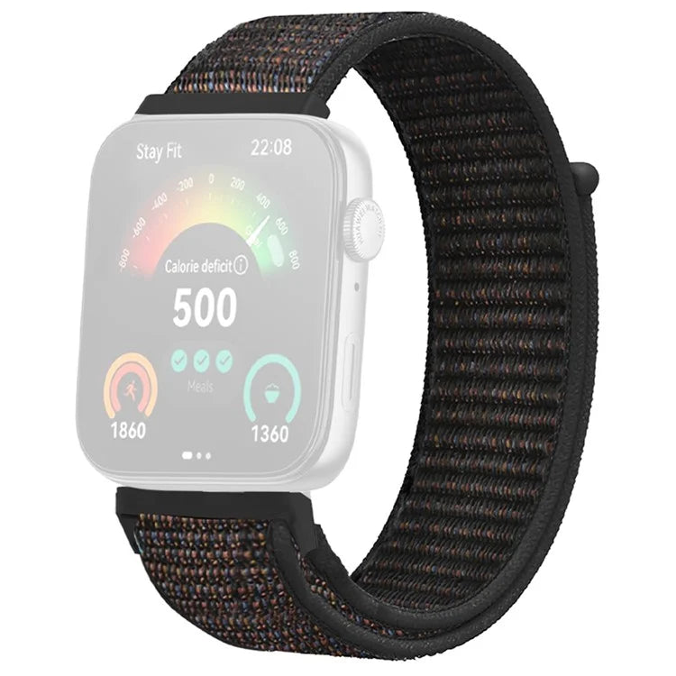 For Huawei Watch Fit 3 Band Breathable Braided Nylon Sport Adjustable Watch Strap Black