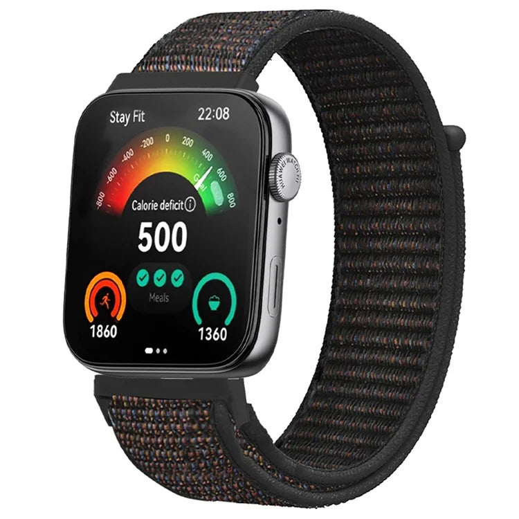 For Huawei Watch Fit 3 Band Breathable Braided Nylon Sport Adjustable Watch Strap Black