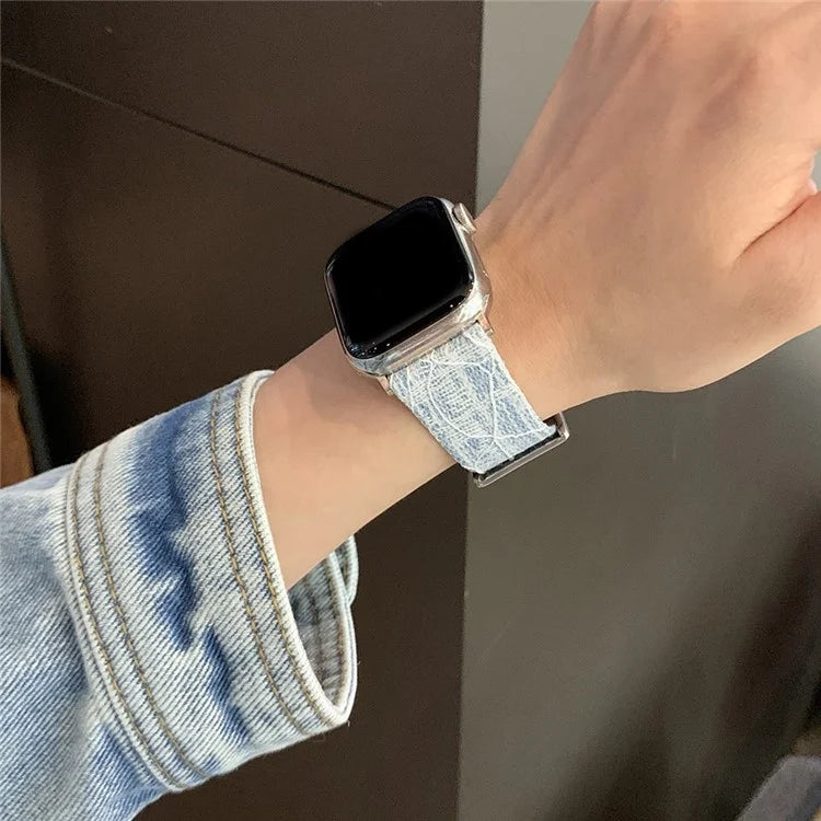 For Apple Watch Ultra 2 Ultra 49mm / 9 8 7 45mm / 6 5 4 SE (2023) SE (2022) SE 44mm / 3 2 1 42mm Strap Denim Fabric Watch Band