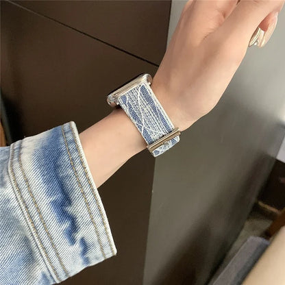 For Apple Watch Ultra 2 Ultra 49mm / 9 8 7 45mm / 6 5 4 SE (2023) SE (2022) SE 44mm / 3 2 1 42mm Strap Denim Fabric Watch Band