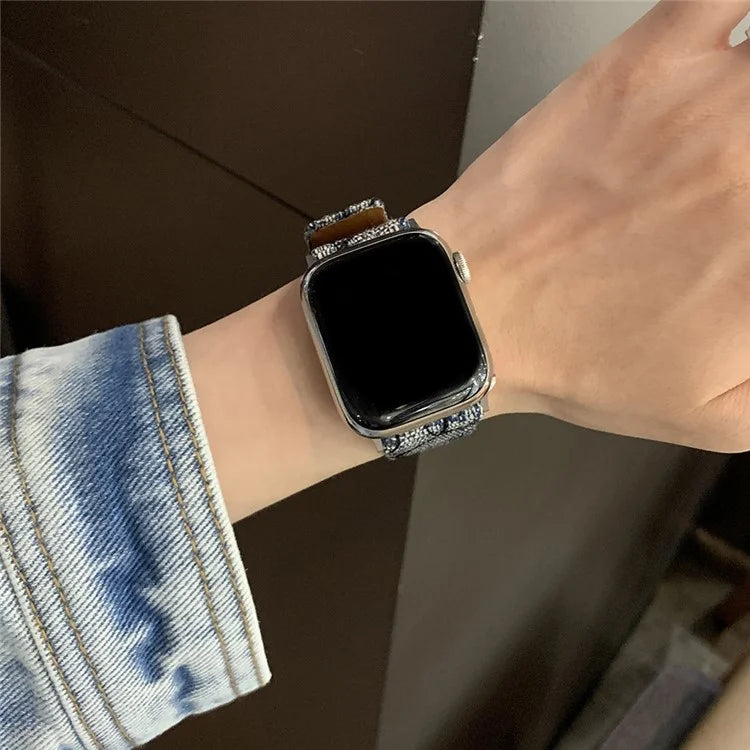 For Apple Watch Series 9 8 7 41mm / 6 5 4 SE (2023) SE (2022) SE 40mm / 3 2 1 38mm Replacement Strap Denim Watch Band