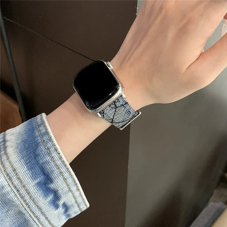 For Apple Watch Series 9 8 7 41mm / 6 5 4 SE (2023) SE (2022) SE 40mm / 3 2 1 38mm Replacement Strap Denim Watch Band