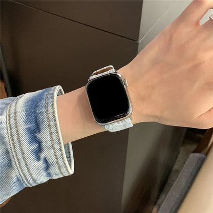 For Apple Watch Series 9 8 7 41mm / 6 5 4 SE (2023) SE (2022) SE 40mm / 3 2 1 38mm Replacement Strap Denim Watch Band