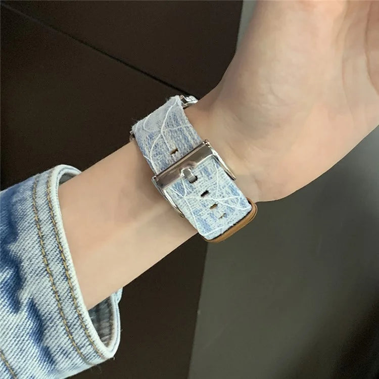 For Apple Watch Series 9 8 7 41mm / 6 5 4 SE (2023) SE (2022) SE 40mm / 3 2 1 38mm Replacement Strap Denim Watch Band