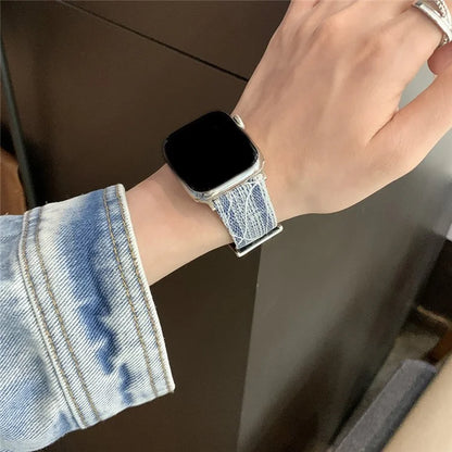 For Apple Watch Series 9 8 7 41mm / 6 5 4 SE (2023) SE (2022) SE 40mm / 3 2 1 38mm Replacement Strap Denim Watch Band