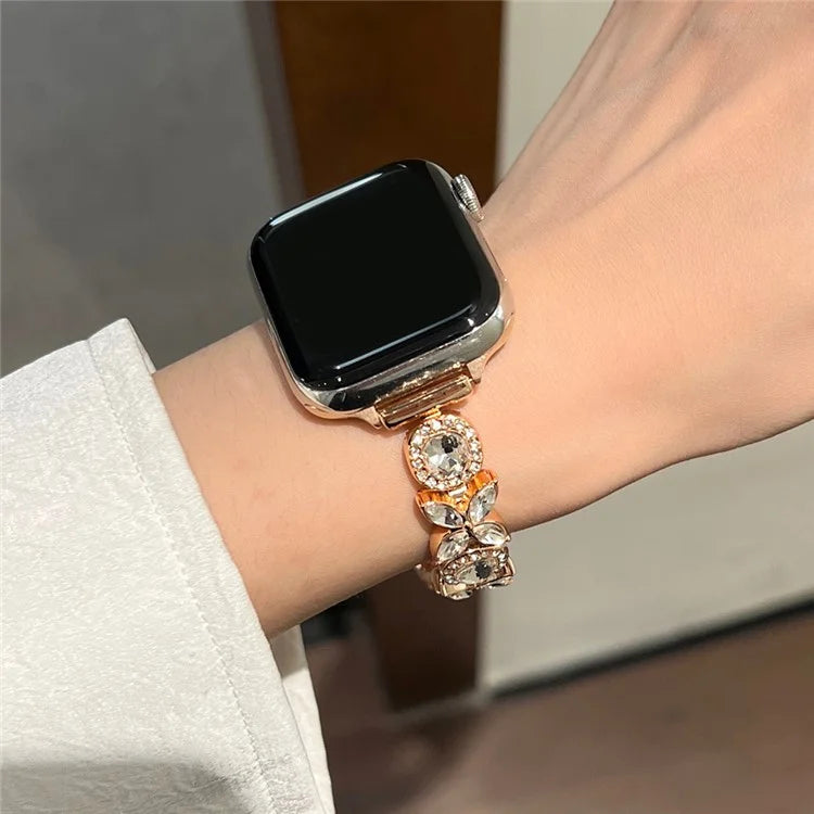 For Apple Watch Series 9 8 7 41mm / 6 5 4 SE (2023) SE (2022) SE 40mm / 3 2 1 38mm Band Zircon Gems Bracelet