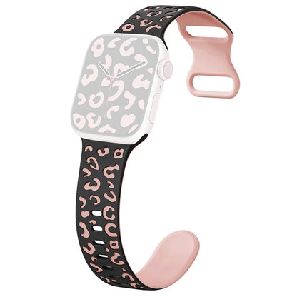 For Apple Watch Ultra 2 Ultra 49mm  /  Series 9 8 7 45mm  /  6 5 4 SE (2022) SE (2023) SE 44mm  /  3 2 1 42mm Leopard Silicone Strap