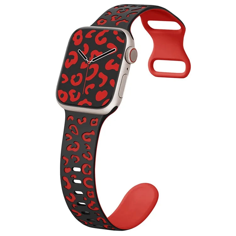 For Apple Watch Ultra 2 Ultra 49mm  /  Series 9 8 7 45mm  /  6 5 4 SE (2022) SE (2023) SE 44mm  /  3 2 1 42mm Leopard Silicone Strap