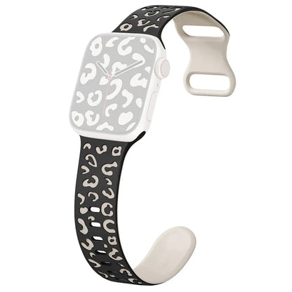 For Apple Watch Ultra 2 Ultra 49mm  /  Series 9 8 7 45mm  /  6 5 4 SE (2022) SE (2023) SE 44mm  /  3 2 1 42mm Leopard Silicone Strap
