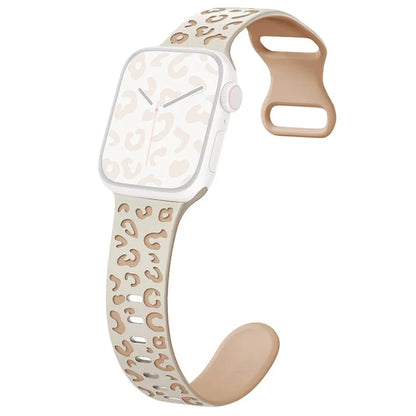 For Apple Watch Ultra 2 Ultra 49mm  /  Series 9 8 7 45mm  /  6 5 4 SE (2022) SE (2023) SE 44mm  /  3 2 1 42mm Leopard Silicone Strap