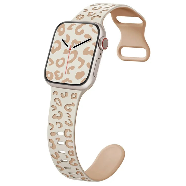 For Apple Watch Ultra 2 Ultra 49mm  /  Series 9 8 7 45mm  /  6 5 4 SE (2022) SE (2023) SE 44mm  /  3 2 1 42mm Leopard Silicone Strap