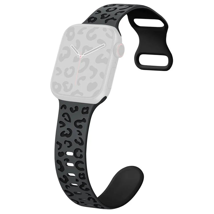 For Apple Watch Ultra 2 Ultra 49mm  /  Series 9 8 7 45mm  /  6 5 4 SE (2022) SE (2023) SE 44mm  /  3 2 1 42mm Leopard Silicone Strap