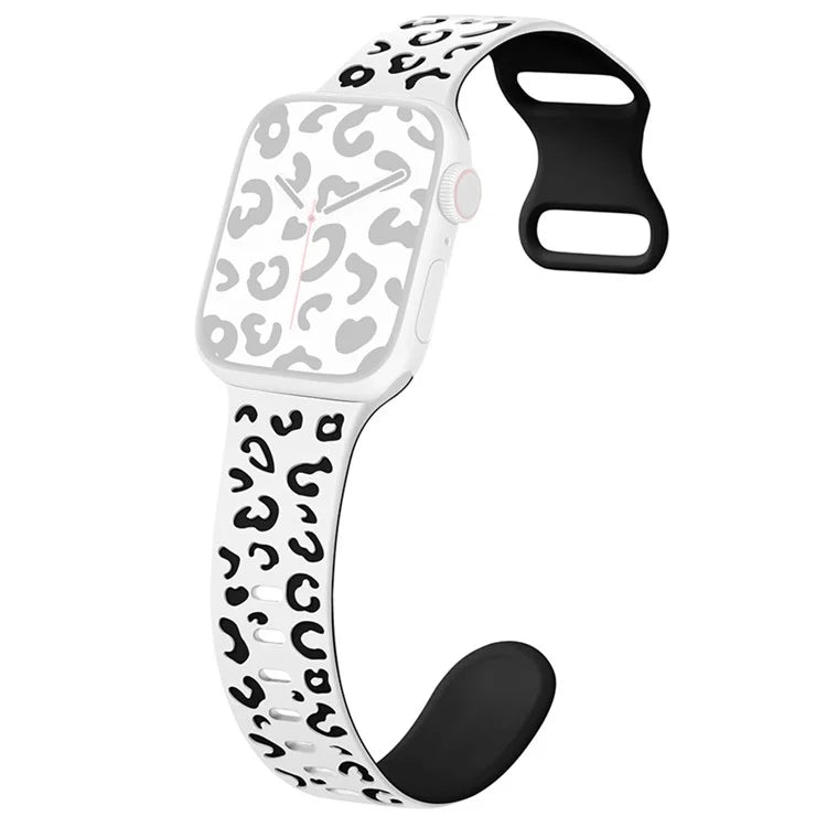 For Apple Watch Series 9 8 7 41mm  /  6 5 4 SE (2023) SE (2022) SE 40mm  /  3 2 1 38mm Leopard Silicone Strap