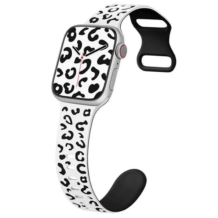 For Apple Watch Series 9 8 7 41mm  /  6 5 4 SE (2023) SE (2022) SE 40mm  /  3 2 1 38mm Leopard Silicone Strap