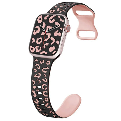 For Apple Watch Series 9 8 7 41mm  /  6 5 4 SE (2023) SE (2022) SE 40mm  /  3 2 1 38mm Leopard Silicone Strap