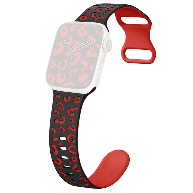For Apple Watch Series 9 8 7 41mm  /  6 5 4 SE (2023) SE (2022) SE 40mm  /  3 2 1 38mm Leopard Silicone Strap