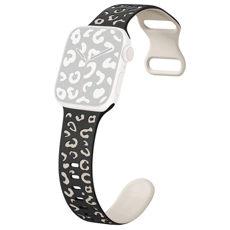 For Apple Watch Series 9 8 7 41mm  /  6 5 4 SE (2023) SE (2022) SE 40mm  /  3 2 1 38mm Leopard Silicone Strap