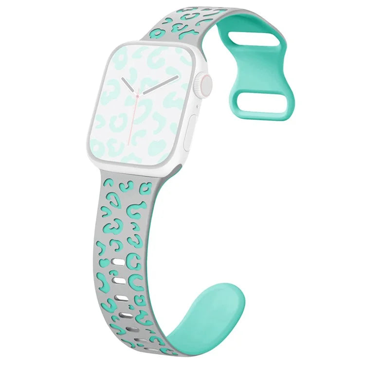 For Apple Watch Series 9 8 7 41mm  /  6 5 4 SE (2023) SE (2022) SE 40mm  /  3 2 1 38mm Leopard Silicone Strap