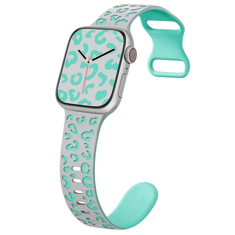 For Apple Watch Series 9 8 7 41mm  /  6 5 4 SE (2023) SE (2022) SE 40mm  /  3 2 1 38mm Leopard Silicone Strap