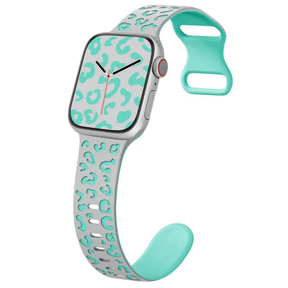 For Apple Watch Series 9 8 7 41mm  /  6 5 4 SE (2023) SE (2022) SE 40mm  /  3 2 1 38mm Leopard Silicone Strap