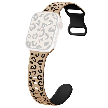 For Apple Watch Series 9 8 7 41mm  /  6 5 4 SE (2023) SE (2022) SE 40mm  /  3 2 1 38mm Leopard Silicone Strap