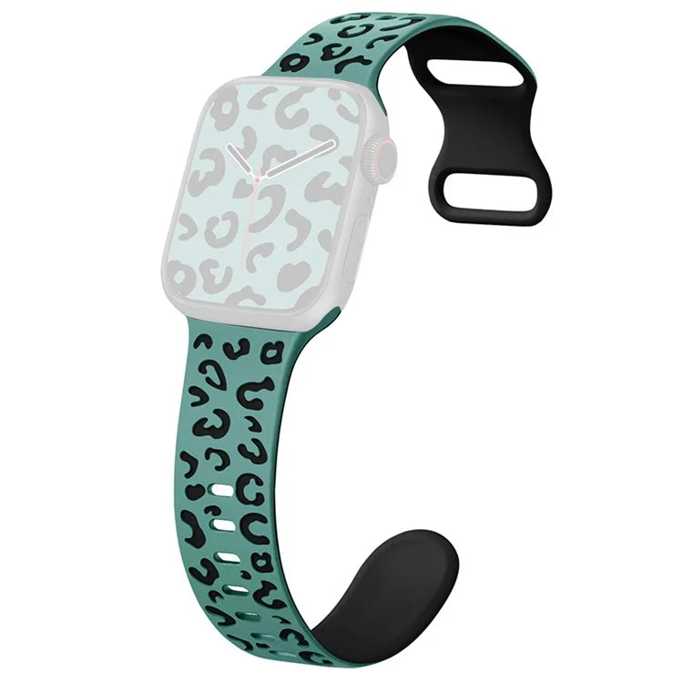 For Apple Watch Series 9 8 7 41mm  /  6 5 4 SE (2023) SE (2022) SE 40mm  /  3 2 1 38mm Leopard Silicone Strap